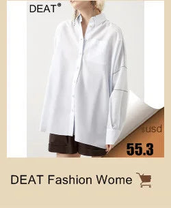 DEAT 2023 Autumn Women's Coat New Fashion Turn-down Collar Solid