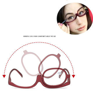 Women Magnifying Glasses Makeup Reading Glass Folding Eye Make Up Reading Glass PC Frame +1.0~+4.0 Resin Lens