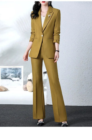 New Fashion Blazer Coat Trousers Two Piece Women's Elegant Casual Suit Jacket Pants Set