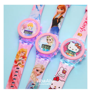 Disney Kid Cartoon Glowing Watch Marvel Spider-Man Boy Unicorn Princess Elsa Flash Electronic Digital Student Toy Clock Relogio