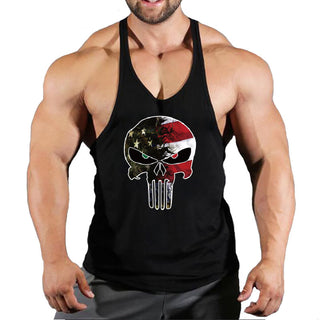 Skull Fitness Clothing Bodybuilding Shirt Men Top Fitness Sleeveless Sweatshirt Gym T-shirts Suspenders Man Men's Vest Stringer