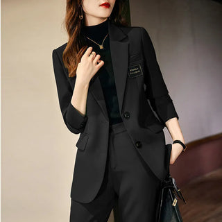 Long Sleeve Blazers Coat Pant Suit Korean Elegant Chic Matching Set