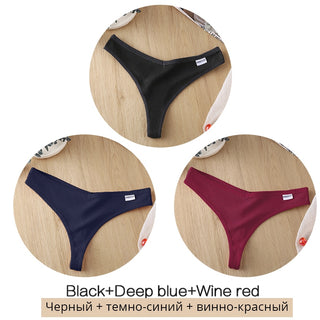 3Pcs/Set Women Cotton Thongs Panties Sexy Low Waist G-String Briefs Ladies lringerie.