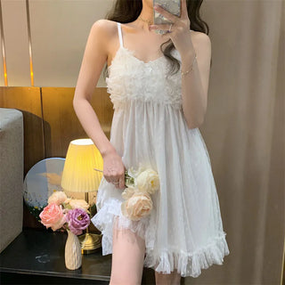 Long-sleeved Sexy Lace Home Clothes Night Gown Sleep Dress