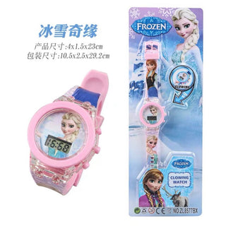 Disney Kid Cartoon Glowing Watch Marvel Spider-Man Boy Unicorn Princess Elsa Flash Electronic Digital Student Toy Clock Relogio