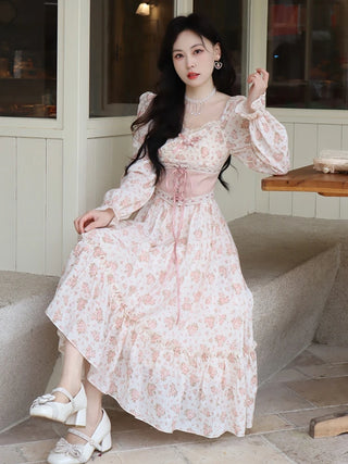 2023 Spring Pink Floral Elegant Dress Women