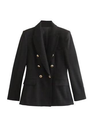 TRAF Green Women's Blazer Tailoring Double Breasted Blazer