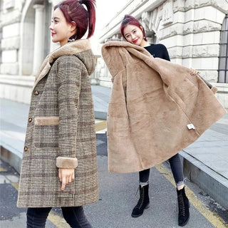 Thick Keep Warm Jacket Medium Long Hooded Wooden Coat