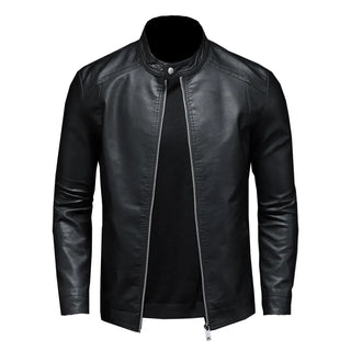 Mens Moto Biker Leather Coat