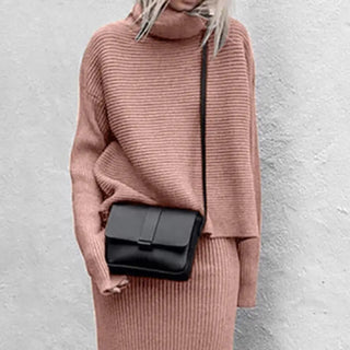 Fashion Women Slim Sweater Skirt Two Pieces Set