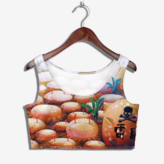 VIP FASHION Summer Sexy Women sense mànigues O Croptops 3D Printed Tank Tops Crop Casual Super Short Arms Tops Streetwear 2023