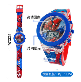 Disney Kid Cartoon Glowing Watch Marvel Spider-Man Boy Unicorn Princess Elsa Flash Electronic Digital Student Toy Clock Relogio