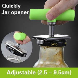 Stainless Steel Adjustable Lids Off Jar Opener Multi-function Bottle Cap Opener Labor-saving Screw Can Opener for Kitchen Gadget