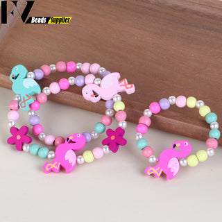 33 Style Colorful Wooden Cute Animal Flower Cartoon Children's Necklace Bracelet Girl's Child Jewelry Kids Toys Birthday Gifts