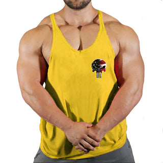 Skull Fitness Clothing Bodybuilding Shirt Men Top Fitness Sleeveless Sweatshirt Gym T-shirts Suspenders Man Men's Vest Stringer