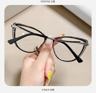 Fashion Blue Light Glasses Blocking Cat Eye Reading Glasses Women Trend Optical Tea Stripe Vision Care Eyeglasses Diopter 무테 안경