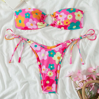 Sexy Floral Bikini Women Pink2 Pieces