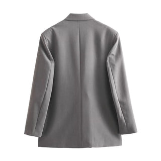 TRAF Grey Oversize Long Blazer Women