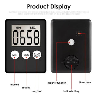 led kitchen timer magnetic adsorption countdown stopwatch cooking learning timer electronic timer LCD small alarm clock