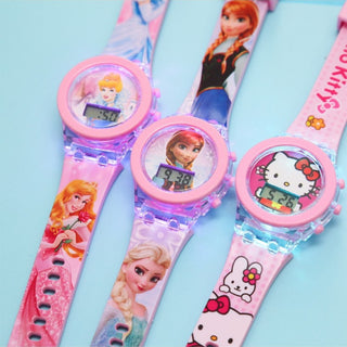 Disney Kid Cartoon Glowing Watch Marvel Spider-Man Boy Unicorn Princess Elsa Flash Electronic Digital Student Toy Clock Relogio