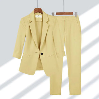 Women's Summer Thin Fashion Suit Jacket Pants Two-piece