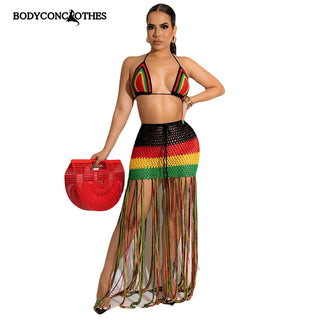 Bodyconclothes Colorful Hand Crochet Two Piece Set