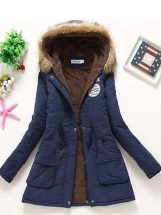 new winter military coats women cotton wadded hooded jacket medium-long casual parka thickness  XXXL