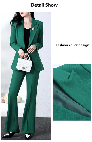 New Fashion Blazer Coat Trousers Two Piece Women's Elegant Casual Suit Jacket Pants Set