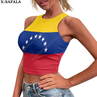 Love Venezuela Country  3D Print Summer Slim Render Short Top Sexy Women Sleeveless O Croptops Tank Tops Crop Vest Streetwear