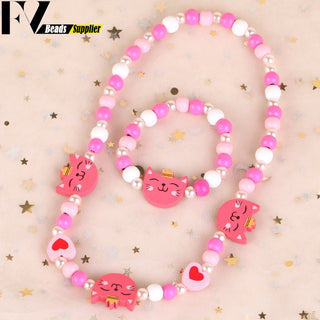 33 Style Colorful Wooden Cute Animal Flower Cartoon Children's Necklace Bracelet Girl's Child Jewelry Kids Toys Birthday Gifts