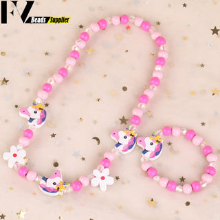 33 Style Colorful Wooden Cute Animal Flower Cartoon Children's Necklace Bracelet Girl's Child Jewelry Kids Toys Birthday Gifts