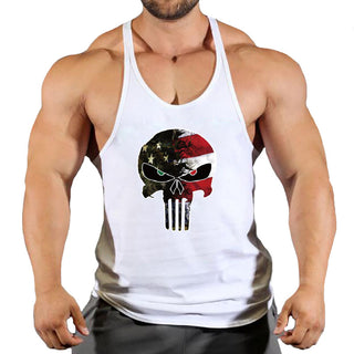 Skull Fitness Clothing Bodybuilding Shirt Men Top Fitness Sleeveless Sweatshirt Gym T-shirts Suspenders Man Men's Vest Stringer