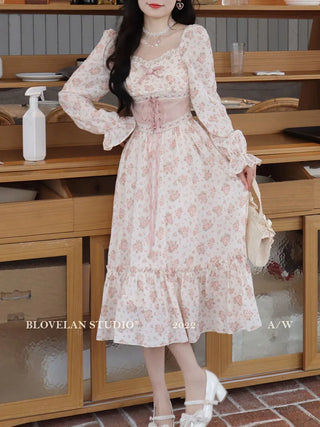 2023 Spring Pink Floral Elegant Dress Women