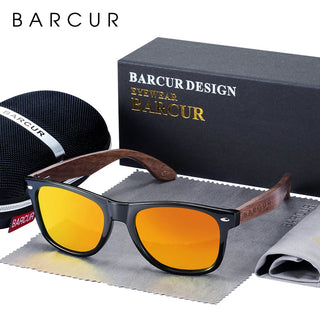 BARCUR High Quality Black women&Male UV400 Wooden Sunglass Shades