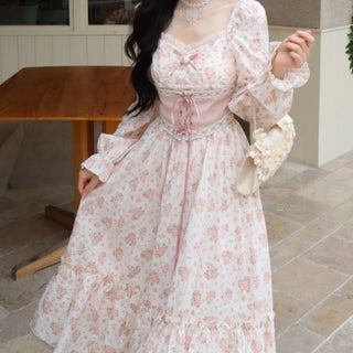 2023 Spring Pink Floral Elegant Dress Women