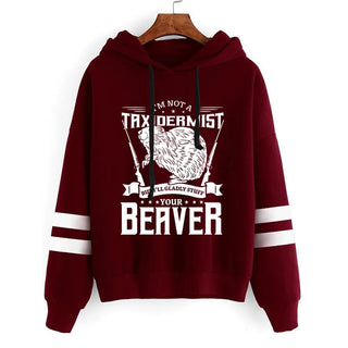 Beaver Hoodies Women Vintage Longsleeve Sweatshirts Female Cartoon Animal Fashion Hoodies Firearms Print Casual Women's Clothing Alodia Store