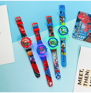 Disney Kid Cartoon Glowing Watch Marvel Spider-Man Boy Unicorn Princess Elsa Flash Electronic Digital Student Toy Clock Relogio