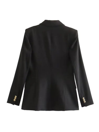 TRAF Green Women's Blazer Tailoring Double Breasted Blazer