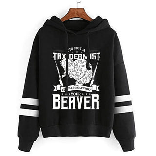 Beaver Hoodies Women Vintage Longsleeve Sweatshirts Female Cartoon Animal Fashion Hoodies Firearms Print Casual Women's Clothing Alodia Store