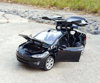 1:32 Tesla Model-X Alloy Car Diecast Sound And Light Pull Back Model Toy Vehicle Metal Car Simulation