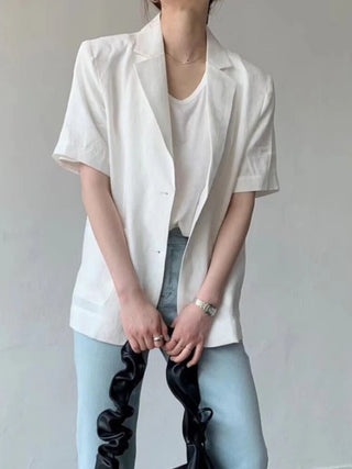 Cotton Linen Short-sleeved Coat Loose