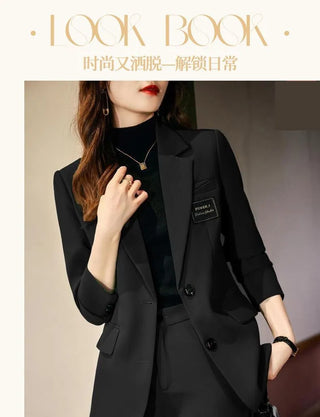 Long Sleeve Blazers Coat Pant Suit Korean Elegant Chic Matching Set