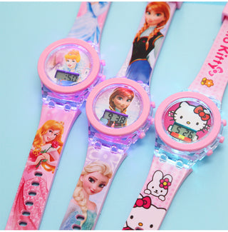 Disney Kid Cartoon Glowing Watch Marvel Spider-Man Boy Unicorn Princess Elsa Flash Electronic Digital Student Toy Clock Relogio