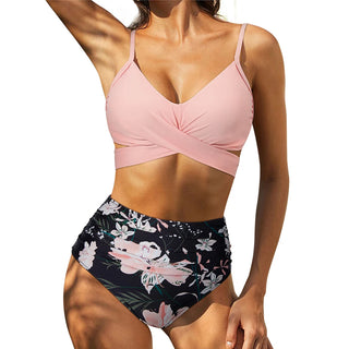 High Waist  Sexy Bikini Set Swimsuit Floral Beachwear V-Neck Bathing Suits Female