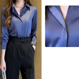 Satin Silk Women's Shirt Long Sleeve Fashion Woman Blouses 2023