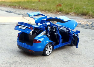 1:32 Tesla Model-X Alloy Car Diecast Sound And Light Pull Back Model Toy Vehicle Metal Car Simulation