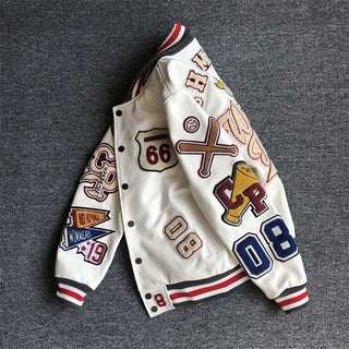 Men's spring and autumn baseball uniform Y2K retro trend leather jacket