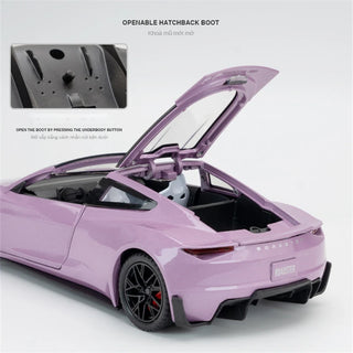 1:24 Tesla Roadster Alloy Sports Car Model Diecasts Metal Toy Vehicles Car Model Simulation Sound and Light Collection Kids Gift