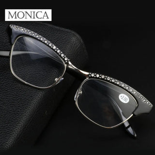 Diamond Ladies Elegant Cat Eye Reading Glasses Resin Lenses Women Crystal Rhinestone Decoration Presbyopic Eyewear for Elder