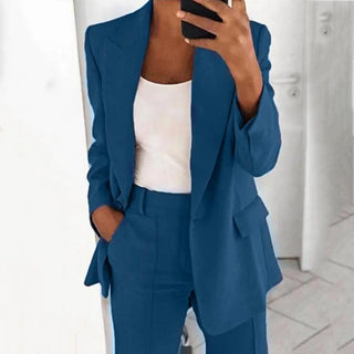 Elegant Jacket Women Suit Jacket Solid Color Turndown Collar